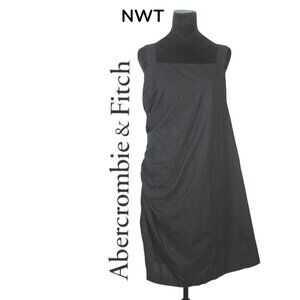 NWT Abercrombie & Fitch Black Linen Dress with Rouching at Waist Size XLT